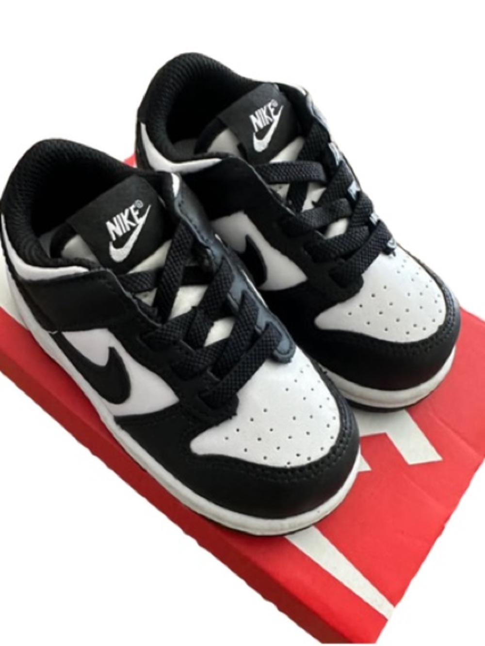 Nike Kids Black and White Low-Top Sneakers with Swoosh